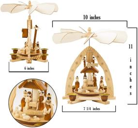 img 3 attached to 🎄 11-Inch German Pyramid Christmas Decoration - Wood Nativity Scene Play Set - Table Top Holiday Decor - Nativity Play Carousel with 4 Candle Holders - German Design