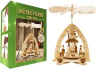 🎄 11-inch german pyramid christmas decoration - wood nativity scene play set - table top holiday decor - nativity play carousel with 4 candle holders - german design logo