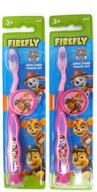 🐾 firefly nickelodeon paw patrol kids toothbrushes (2-pack) - suction cup, cap, for girls 3+ yrs. (pink) logo