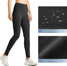 img 2 attached to Water Resistant Thermal Winter Pants for Women - Fleece Lined Leggings for Hiking, Yoga, Running Tights - High Waisted