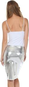 img 1 attached to Sakkas Metallic Liquid Pencil Skirts for Women - Fashionable Women's Clothing
