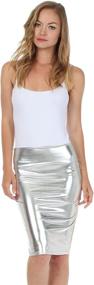 img 2 attached to Sakkas Metallic Liquid Pencil Skirts for Women - Fashionable Women's Clothing