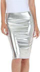 img 4 attached to Sakkas Metallic Liquid Pencil Skirts for Women - Fashionable Women's Clothing