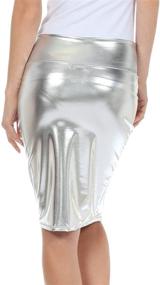 img 3 attached to Sakkas Metallic Liquid Pencil Skirts for Women - Fashionable Women's Clothing