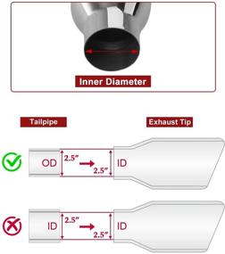 img 2 attached to 🔧 2 PCS Upower 2.5-4 Inch Stainless Steel Weld-On Exhaust Tips - 18 Inch Long Tail Pipe