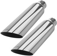 🔧 2 pcs upower 2.5-4 inch stainless steel weld-on exhaust tips - 18 inch long tail pipe logo