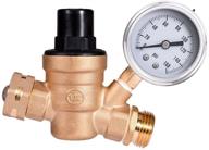 💧 lead-free brass water pressure regulator valve with gauge and inlet filter for rv, 3/4 and nh thread - mictuning logo