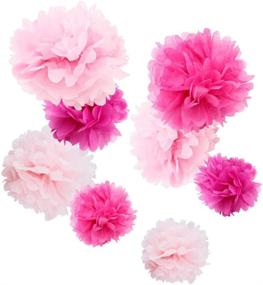 img 4 attached to 🎀 Assorted Pink Tissue Pom Poms Flower Party Decorations - Set of 8: Perfect for Weddings, Birthdays, Baby Showers, and More!