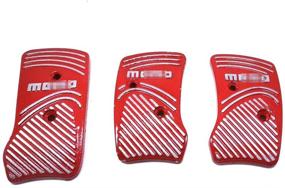 img 4 attached to Surla Black Aluminium Non Slip Sport Pedal Brake Pad Covers Manual Car 3 PC (Red)
