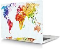 hrh macbook air 13 inch case with watercolor world map design - m1 a2337/a2179/a1932, 2020-2018, 3d print laptop body shell cover, hard case for mac air 13.3 retina display touch id logo