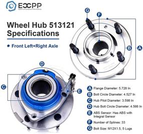 img 1 attached to High-Quality ECCPP 2 PCS Replacement 513121 Wheel Bearing Hub: Front Wheel Hub and Bearing Assembly for Allure, Aurora, Bonnevile, Century, Impala 5 Lug W/ABS