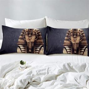 img 1 attached to 🔮 Feelyou Ancient Egypt Comforter Cover Set - Egyptian Pharaoh Statue Print Duvet Cover for Kids, Boys, Girls, Teens - Ultra-Soft Egypt Culture Microfiber Bedding Set - Decorative 3-Piece Quilt Cover - Queen Size (Black)