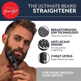 img 3 attached to 🔥 Ionic Technology Heated Beard Brush - Arkam Premium Beard Straightener for Men with Dual Action Fine Wooden Comb & Travel Bag