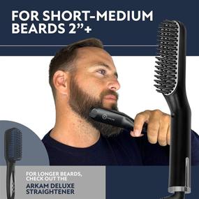 img 1 attached to 🔥 Ionic Technology Heated Beard Brush - Arkam Premium Beard Straightener for Men with Dual Action Fine Wooden Comb & Travel Bag