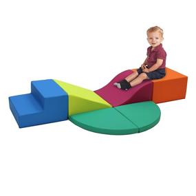 img 2 attached to 🏻 FDP SoftScape Playtime All Around Climber: Beginner Indoor Active Play Soft Foam Structure for Infants and Toddlers - Lime/Raspberry