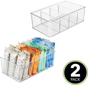 img 2 attached to 🍱 mDesign Plastic Food Storage Organizer Bin Box Container - 4 Compartment Holder for Packets, Pouches - Ideal for Kitchen, Pantry, Fridge, Countertop Organization - 2 Pack - Clear