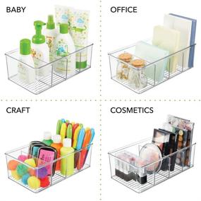 img 1 attached to 🍱 mDesign Plastic Food Storage Organizer Bin Box Container - 4 Compartment Holder for Packets, Pouches - Ideal for Kitchen, Pantry, Fridge, Countertop Organization - 2 Pack - Clear