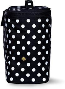 img 2 attached to 👜 Kate Spade New York Polka Dot Insulated Soft Cooler Lunch Tote - Double Zipper Close & Carrying Handle (Black/White)