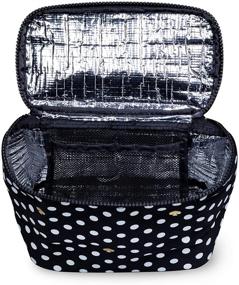 img 1 attached to 👜 Kate Spade New York Polka Dot Insulated Soft Cooler Lunch Tote - Double Zipper Close & Carrying Handle (Black/White)