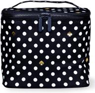 👜 kate spade new york polka dot insulated soft cooler lunch tote - double zipper close & carrying handle (black/white) logo