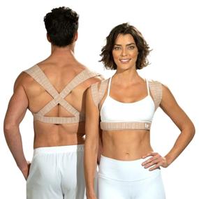 img 4 attached to 👥 BackEmbrace Back Support Posture Corrector For Women & Men - USA Made, Slim & Adjustable Shoulder Brace, Back Brace For Pain Relief - Sand Drizzle XS/S
