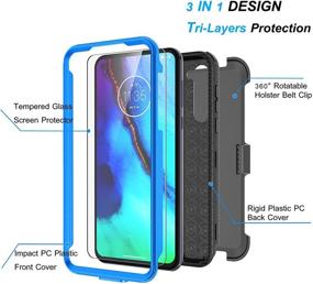 img 3 attached to 📱 Njjex Motorola Moto G Power Case 2020 with Tempered Glass Screen Protector [2 Pack] - Shockproof Heavy Duty Locking Swivel Holster Belt Clip Kickstand Hard Cover [Blue]