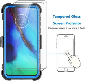 img 1 attached to 📱 Njjex Motorola Moto G Power Case 2020 with Tempered Glass Screen Protector [2 Pack] - Shockproof Heavy Duty Locking Swivel Holster Belt Clip Kickstand Hard Cover [Blue]