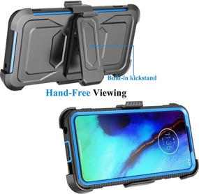 img 2 attached to 📱 Njjex Motorola Moto G Power Case 2020 with Tempered Glass Screen Protector [2 Pack] - Shockproof Heavy Duty Locking Swivel Holster Belt Clip Kickstand Hard Cover [Blue]