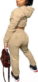 img 3 attached to 🔥 Akmipoem Women's 2 Piece Sweatsuit Tracksuit Set | Sexy Long Sleeve Crop Hoodie and Bodycon Pants | Stylish Jogging Outfit