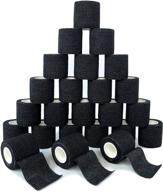 [24 pack] black self-adhesive bandages pre wrap, athletic elastic cohesive bandage for sports, injuries, treatments, and recovery – first aid tape vet wrap for cat and dog (2'' x 5 yards) логотип