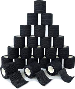 img 4 attached to [24 Pack] Black Self-Adhesive Bandages Pre Wrap, Athletic Elastic Cohesive Bandage for Sports, Injuries, Treatments, and Recovery – First Aid Tape Vet Wrap for Cat and Dog (2'' x 5 Yards)