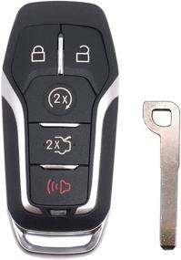 img 4 attached to 🚘 Ford Explorer Edge Mustang Fusion Key Fob Case Shell: 5 Button Smart Keyless Entry Replacement Cover with Uncut Blade & Button Pad