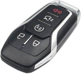 img 2 attached to 🚘 Ford Explorer Edge Mustang Fusion Key Fob Case Shell: 5 Button Smart Keyless Entry Replacement Cover with Uncut Blade & Button Pad