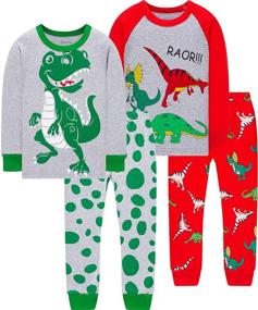 img 4 attached to 🚜 Cute Kids Excavator Truck Pajamas: Christmas Cotton Sleepwear for Boys