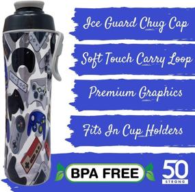 img 3 attached to 🎮 50 Strong Kids' Reusable BPA-Free Water Bottle with Leakproof Cap & Easy Carry Strap, 24 Ounces - Designed for Video Game Lovers