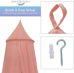 img 3 attached to 👑 Zeke and Zoey Pink Princess Bed Canopy: Perfect Hideaway for Girls' Beds - Ideal Tent for Kids’ Rooms or Cribs. Enhance Nursery Decor with Pink, Sheer, Long Drapes for Child’s Play, Sleep, or Reading