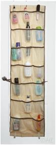 img 1 attached to 📦 Beige Fabric Over the Door Organizer with 42 Pockets and Brown Trim - No Assembly Required, Includes 3 Hooks