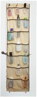 📦 beige fabric over the door organizer with 42 pockets and brown trim - no assembly required, includes 3 hooks logo