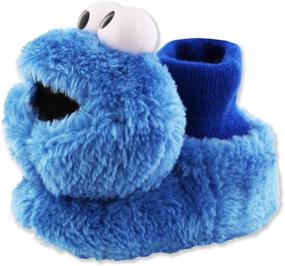 img 3 attached to 🍪 Sesame Street Cookie Monster Plush Toddler Boys Girls Top Sock Slippers with 3D Head Design
