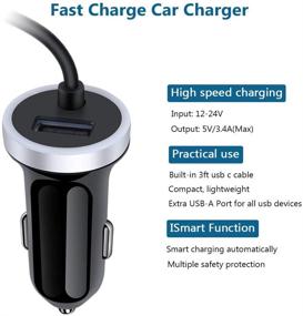 img 3 attached to 🚗 High-Speed Car Charger for Samsung Galaxy S21 S20 FE Note 21 20 Ultra 5G S10 Lite S10e S9 S8 A10E A20 A51 A50 A71 A11 A21 A12 - 2-Pack 3.4A USB Car Adapter with 3ft Type C Fast Charging Cable