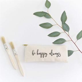 img 2 attached to Cotton & Canvas Co. Be Happy, Always: Optimized Cosmetic Case, Pencil Case, and Travel Pouch for Office and Back to School