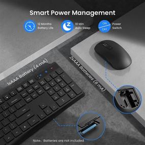 img 1 attached to PONVIT PC230 Wireless Keyboard Mouse Combo - Energy Saving, Slim, Quick 2.4GHz Cordless Full Size Computer Keyboard Silent &amp; 3 Adjustable DPI USB Mouse. Independent On/Off Switch for PC Laptop - Black