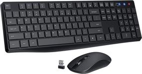 img 4 attached to PONVIT PC230 Wireless Keyboard Mouse Combo - Energy Saving, Slim, Quick 2.4GHz Cordless Full Size Computer Keyboard Silent &amp; 3 Adjustable DPI USB Mouse. Independent On/Off Switch for PC Laptop - Black