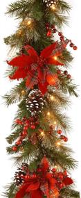 img 4 attached to 🎄 National Tree Company 9-Foot Pre-Lit Artificial Evergreen Christmas Garland with White Lights, Plaid Bows, Berry Clusters, Pine Cones - Plug In, Christmas Collection