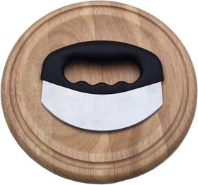 img 4 attached to 🔪 Checkered Chef Mezzaluna Knife and Round Cutting Board: The Ultimate Rocker Knife, Mincing Tool, and Chopper with Cover and Herb Board - Perfect Salad Chopper & Wood Cutting Board Combo