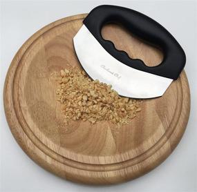 img 3 attached to 🔪 Checkered Chef Mezzaluna Knife and Round Cutting Board: The Ultimate Rocker Knife, Mincing Tool, and Chopper with Cover and Herb Board - Perfect Salad Chopper & Wood Cutting Board Combo