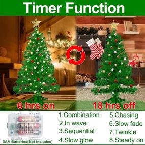 img 2 attached to 🎄 TURNMEON 3 Foot Christmas Tree with Timer 50 Warm Lights DIY 30 Ball Ornaments Star Topper 8 Modes Battery Operated Pencil Artificial Full Xmas Tree Decoration Table Indoor Home Holiday (Green)