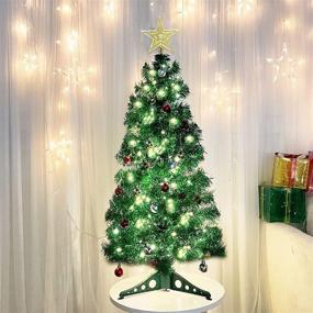 img 3 attached to 🎄 TURNMEON 3 Foot Christmas Tree with Timer 50 Warm Lights DIY 30 Ball Ornaments Star Topper 8 Modes Battery Operated Pencil Artificial Full Xmas Tree Decoration Table Indoor Home Holiday (Green)