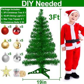 img 1 attached to 🎄 TURNMEON 3 Foot Christmas Tree with Timer 50 Warm Lights DIY 30 Ball Ornaments Star Topper 8 Modes Battery Operated Pencil Artificial Full Xmas Tree Decoration Table Indoor Home Holiday (Green)