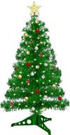 🎄 turnmeon 3 foot christmas tree with timer 50 warm lights diy 30 ball ornaments star topper 8 modes battery operated pencil artificial full xmas tree decoration table indoor home holiday (green) логотип